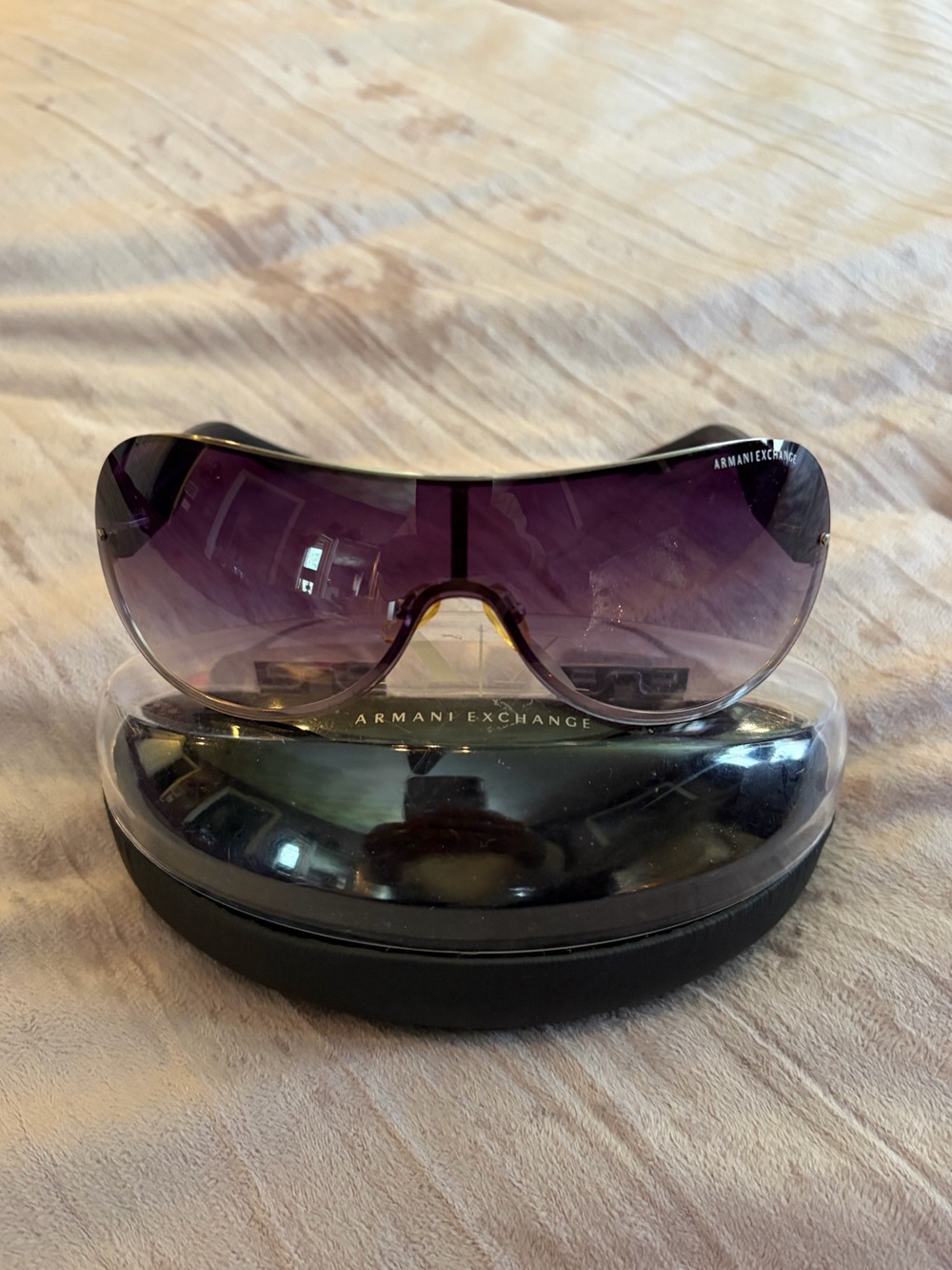 A/X Armani Exchange Aviator Sunglasses Black Logo Rimless Frames AX064/S